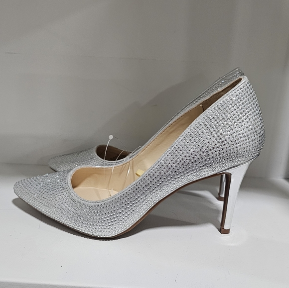 jessica simpson lindiza rhinestones sparkly silver heels new size 8 - Picture 1 of 10